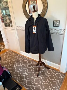 NEW Black Hooded Zip Jacket - Classic Solid w light lining very nice quality XXL